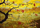 Tree Canvas Paintings - Apple Tree with Red Fruit by paul ranson